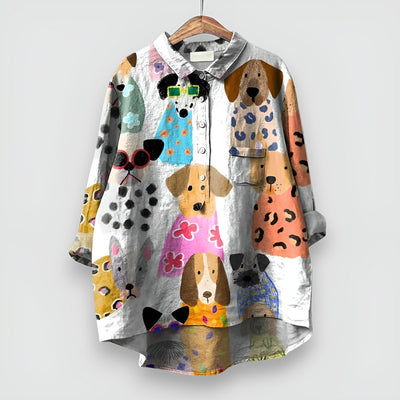 Hannelore™ | Damenhemd mit Hunde-Print