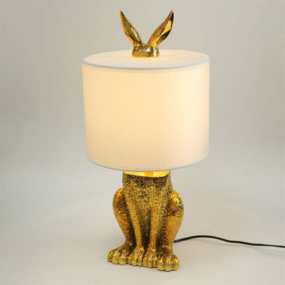 Goldene Kaninchen Tischlampe – Originelle Designer-Leuchte mit Schirm