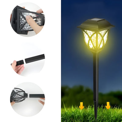 HexaGlow Licht – 4er-Set Retro Quadratische Garten Solarleuchten