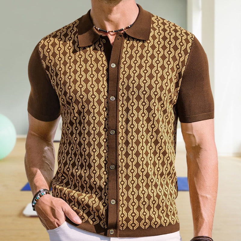 Poloshirt aus gewebtem Jacquard mit geometrischem Muster für Herren - Esteban