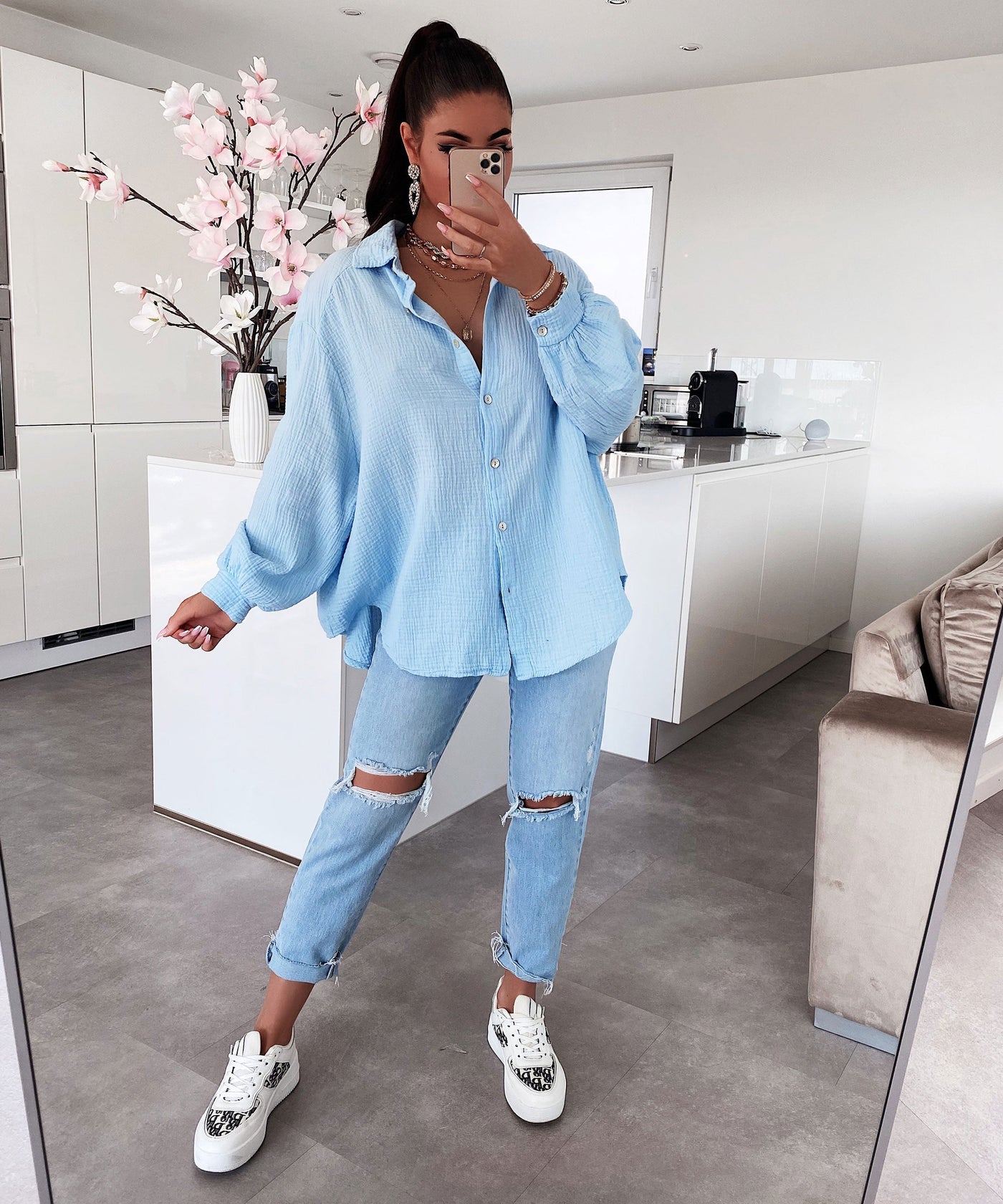 Kurze Musselin Bluse mit luftiger Leichtigkeit für Frauen