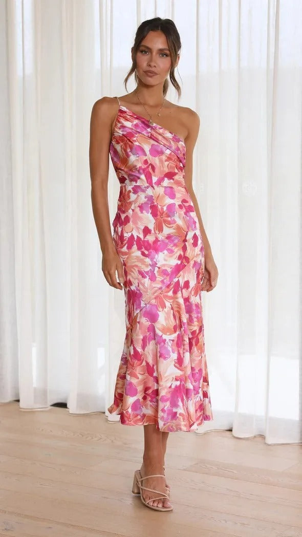 Elke® | Ein-Schulter-Blumenkleid