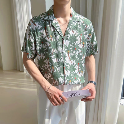 Herrenhemd aus Viskose mit tropischem Aufdruck, lockere Passform - Julian