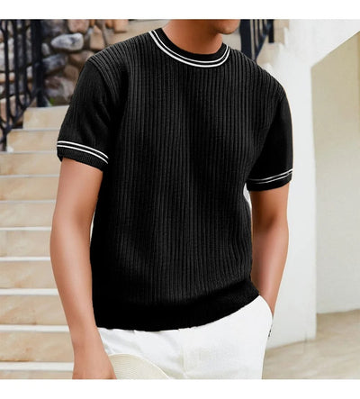 Rippenstrick-T-Shirt für Herren mit Rundhalsausschnitt - Elias