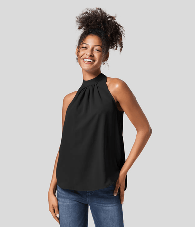 Haltertop mit minimalistischem Stil und seidigem Stoff für Frauen
