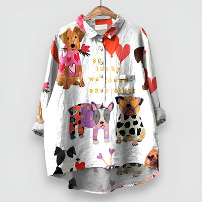 Hannelore™ | Damenhemd mit Hunde-Print