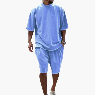 Herren Sommer Zweiteiler mit Kordelshorts und Oversize Shirt