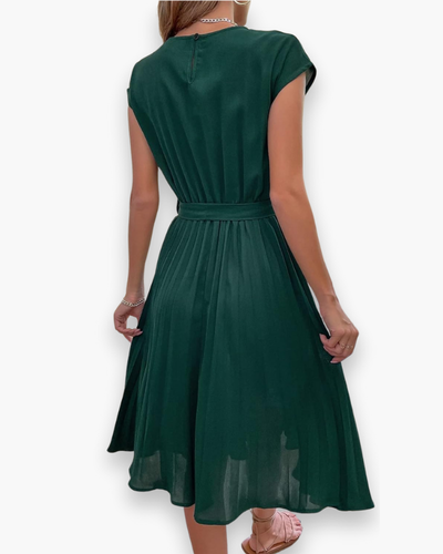 Damen Elegantes Plissee Kleid | Taille Schleife