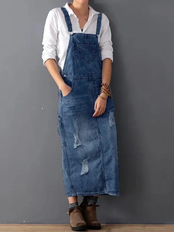 Denim-Overallkleid mit Verstellbaren Trägern für Damen