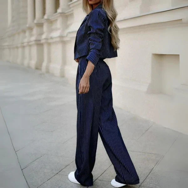 Blazer und Hosen Set mit Streifen für Frauen
