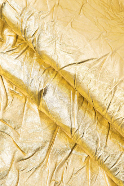 Elfriede | Glänzender Metallic-Midirock mit Crinkle-Effekt und elastischem Bund