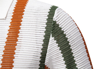 Herren-Poloshirt aus Rippenstrick mit vertikalen Streifen - Álvaro