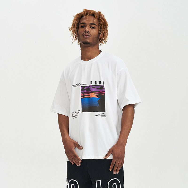 Herren-T-Shirt aus Baumwolle in Übergröße mit grafischem Aufdruck - Joel