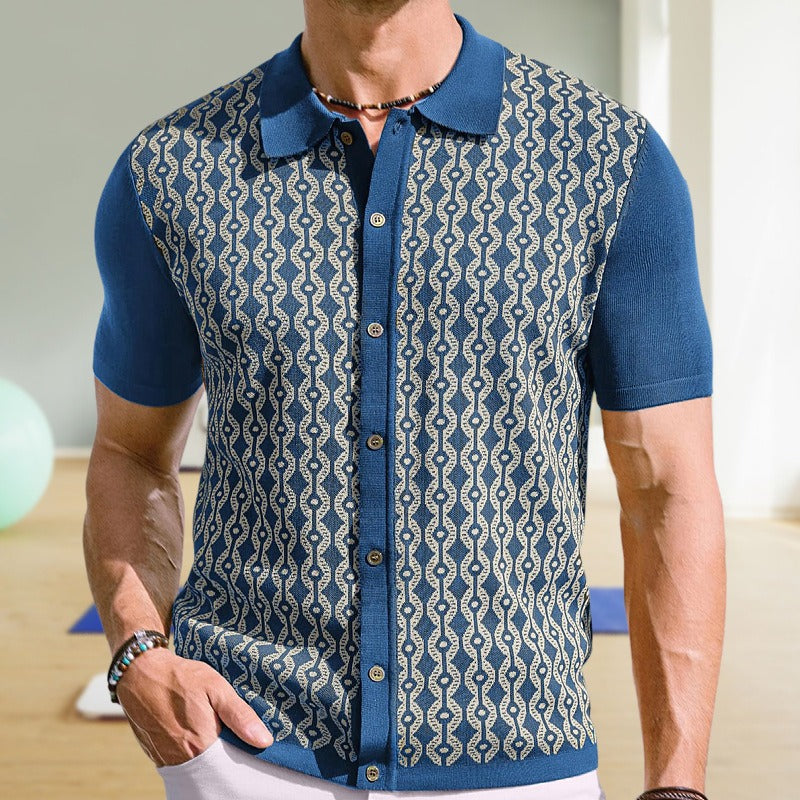 Poloshirt aus gewebtem Jacquard mit geometrischem Muster für Herren - Esteban