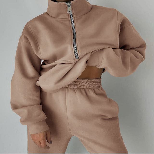 TINATII  Damen Sweatshirt und Hose Set mit Reißverschluss