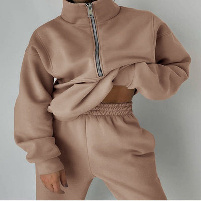 TINATII  Damen Sweatshirt und Hose Set mit Reißverschluss