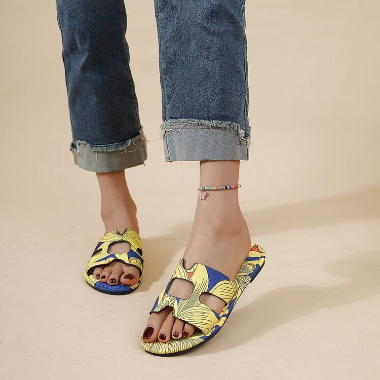 Flache Damen-Sandalen mit tropischem Design - Kaia - mehrfarbig