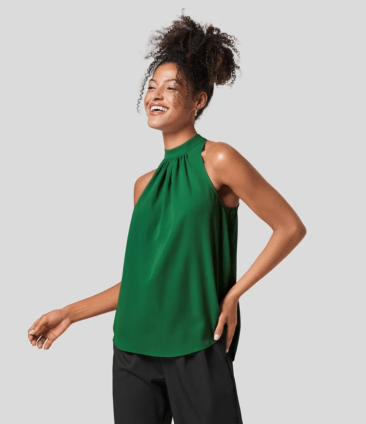 Haltertop mit minimalistischem Stil und seidigem Stoff für Frauen