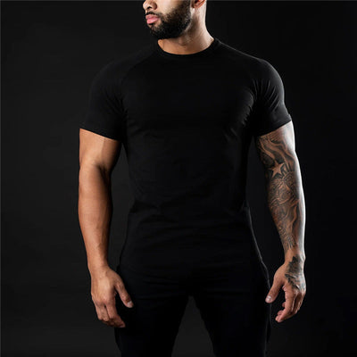 Rundhals-Plain-T-Shirt für Herren