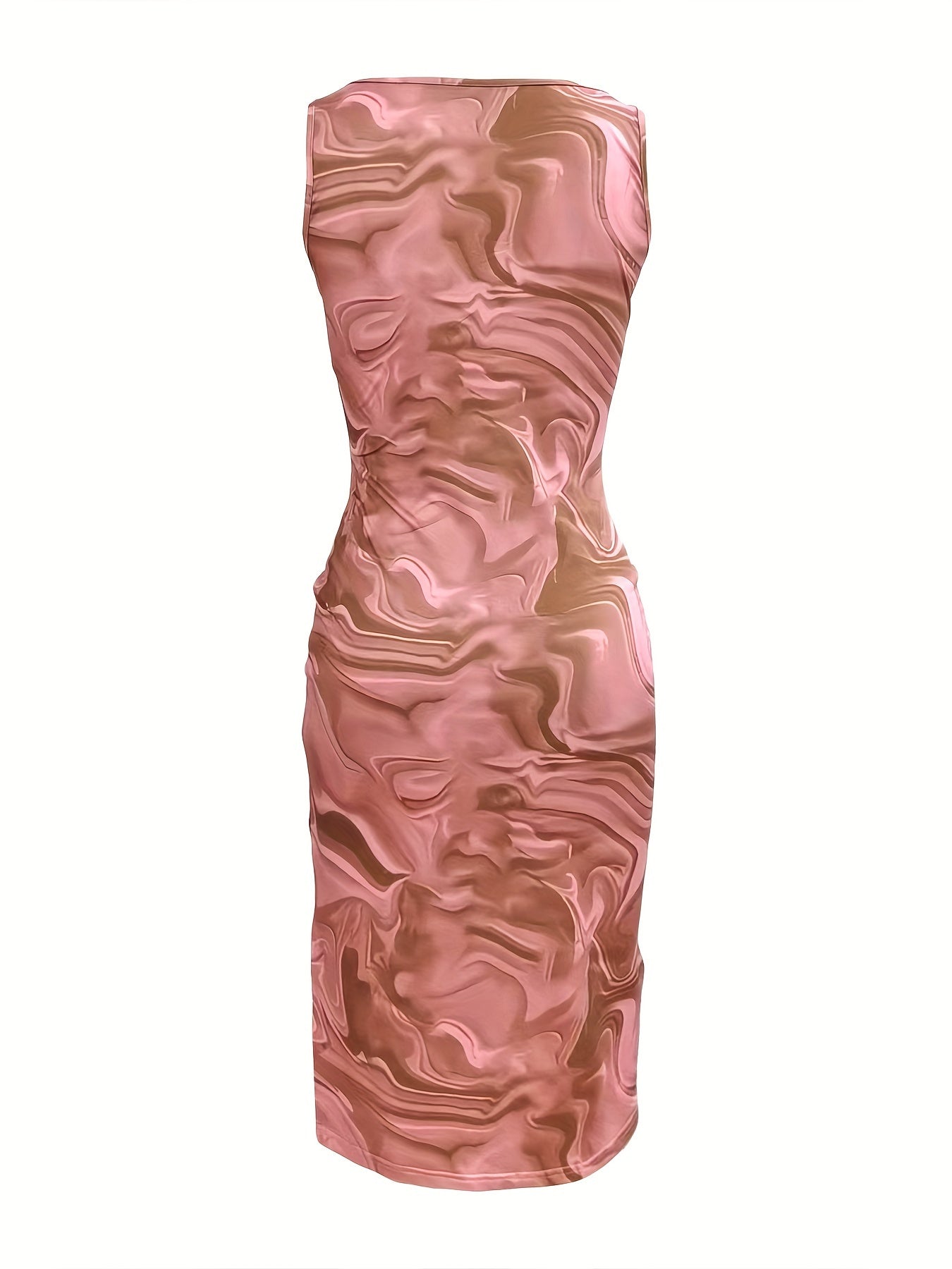 Bodycon Kleid mit Quadratischem Ausschnitt Mini mit Schlitz Digitaldruck