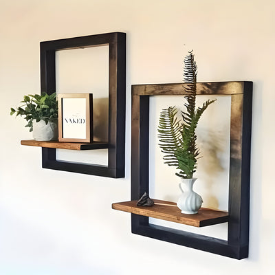 RustiFrame Set - Vintage Holzwand Quadratisches Display-Set