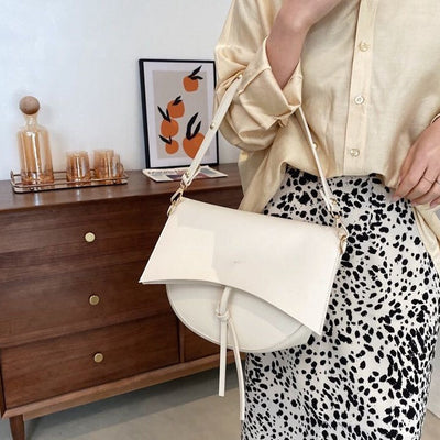 Vintage Damen Schultertasche – Vegan Leder mit Pouch & Canvas Gurt