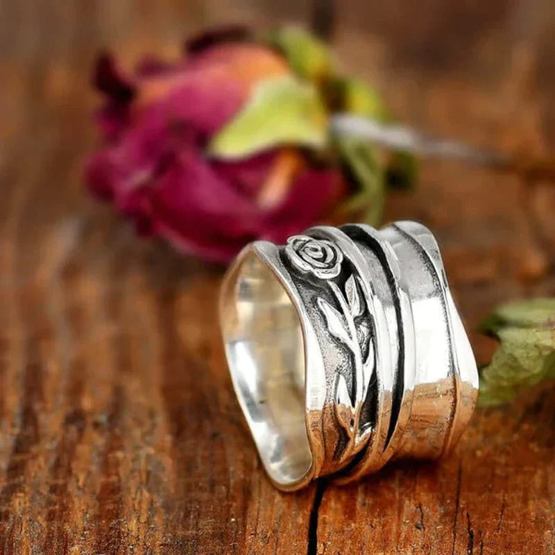 Vintage Silberring mit Rose