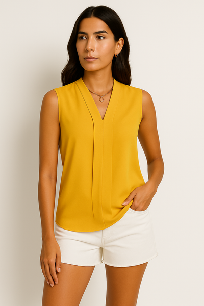 Ärmellose V-Ausschnitt Bluse