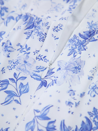 Clarise - Langes Kleid mit Reißverschlüssen und Blumentaschen