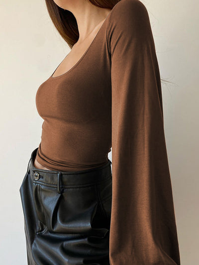 Alexa - Bluse mit quadratischem Ausschnitt und Puffärmeln