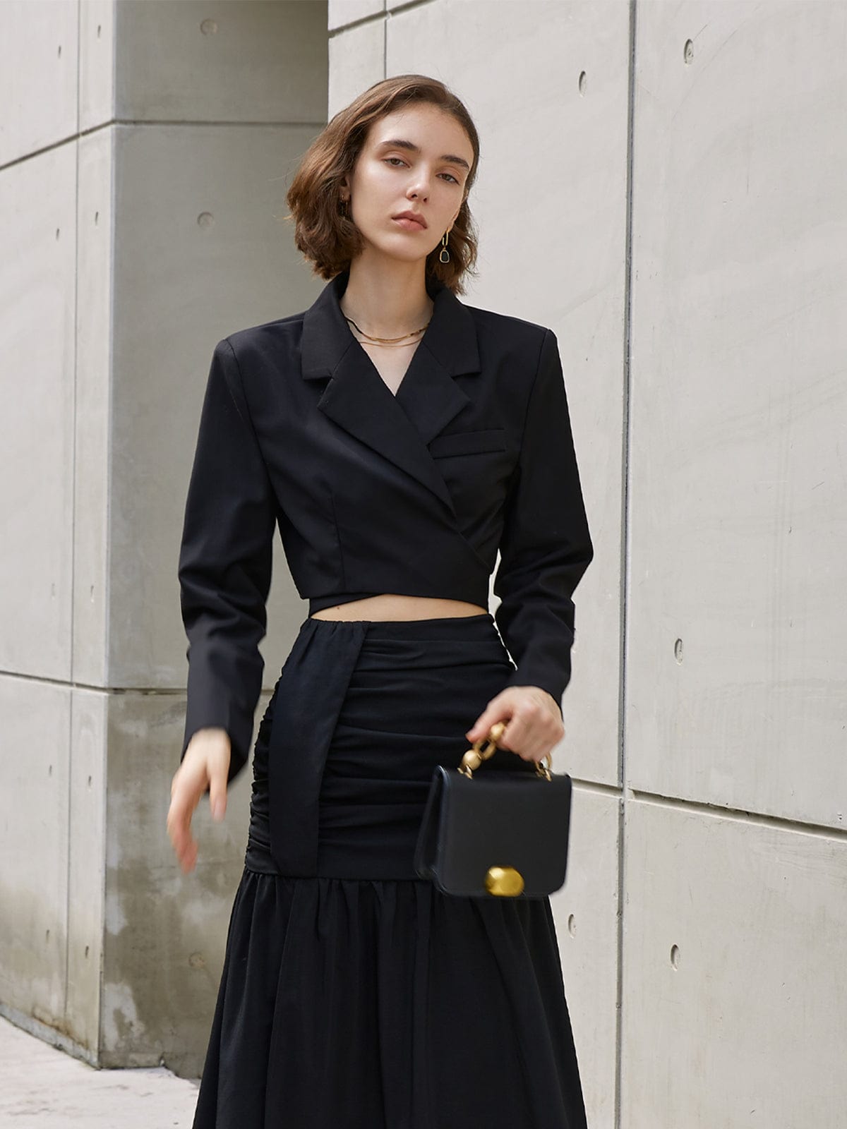 Emilia | Elegantes Zweiteiler-Set mit Cropped Blazer & Maxi-Rock
