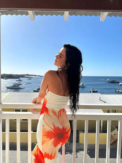 Sara - Langes Röhrenkleid mit Blumendruck für den Urlaub