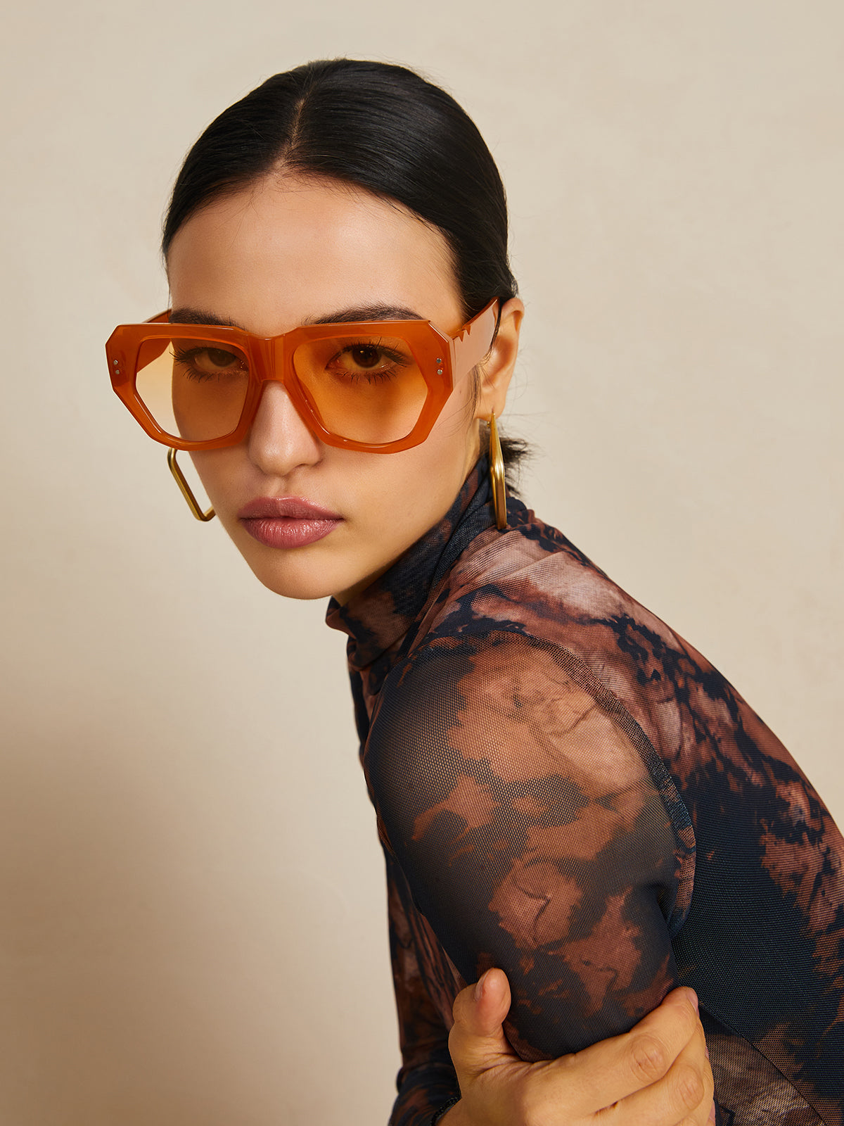 Vintage Polygon Cat Eye Nieten Sonnenbrillen Für Damen