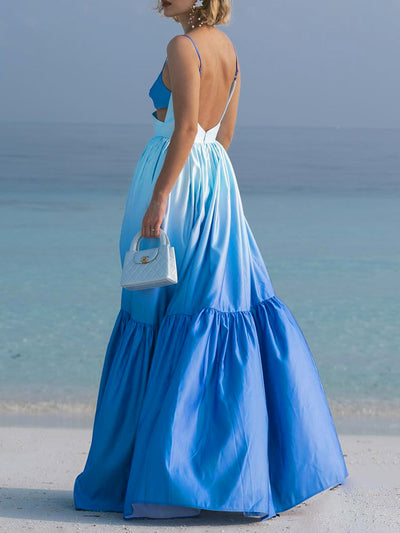 Jane - Rückenfreies langes Cami-Kleid mit Ausschnitt