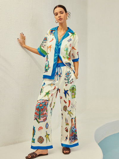 Selma - Hose mit kontrastierendem Bindedruck