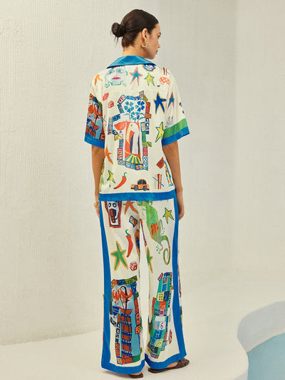 Selma - Hose mit kontrastierendem Bindedruck