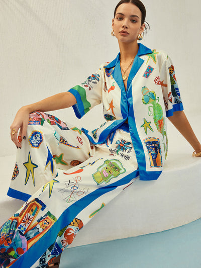 Selma - Hose mit kontrastierendem Bindedruck