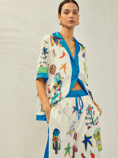 Selma - Hose mit kontrastierendem Bindedruck