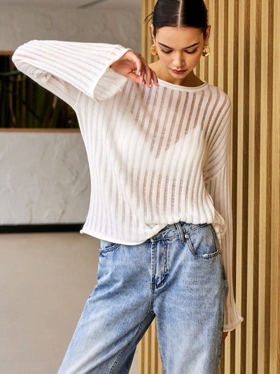 Transparenter Stricktop mit luftiger Eleganz für Frauen