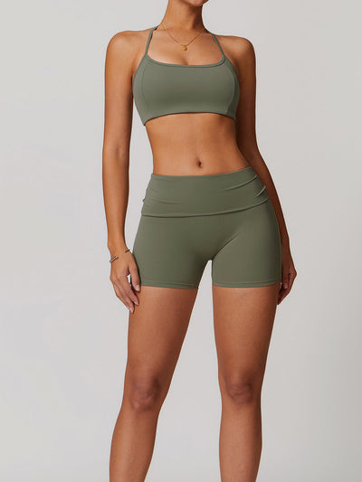 Schnelltrocknendes Damen Sport-Set | Skinny Halter Top & Shorts für Workout