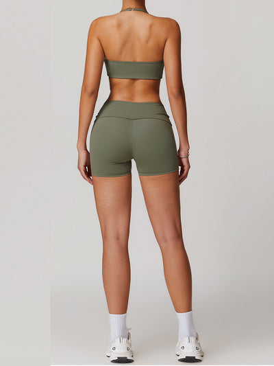 Schnelltrocknendes Damen Sport-Set | Skinny Halter Top & Shorts für Workout