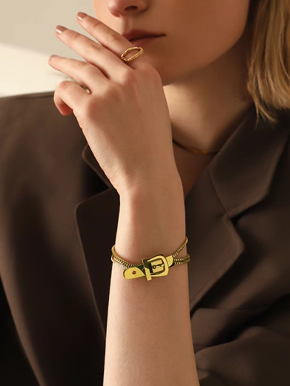 Stilvolles vergoldetes Gliederarmband Für Damen