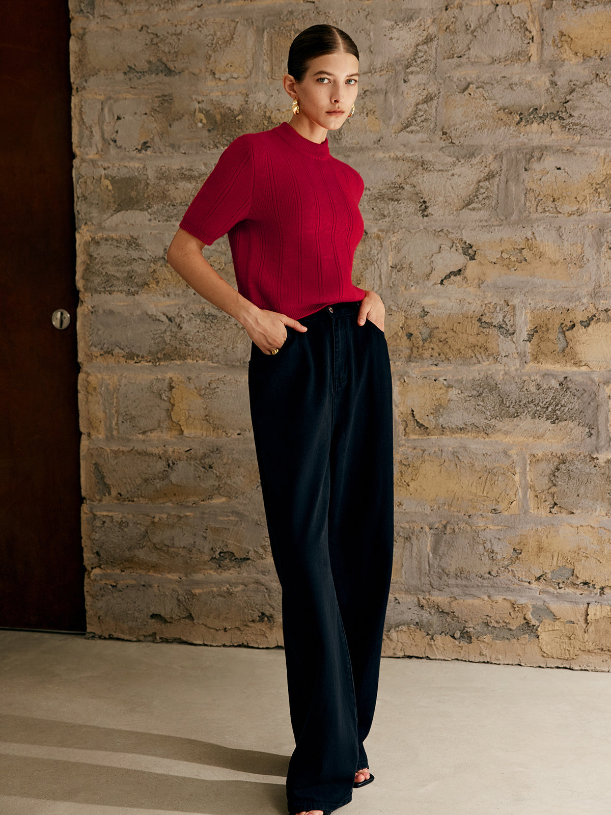 Kurzarm Strickpullover mit zeitlosem Stil und weichem Garn für Frauen