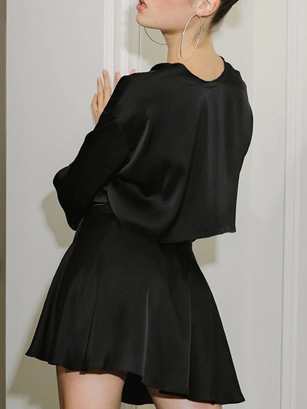 Emilia - Zweiteiliges Rockset aus Satin mit rohem Saum zum Binden