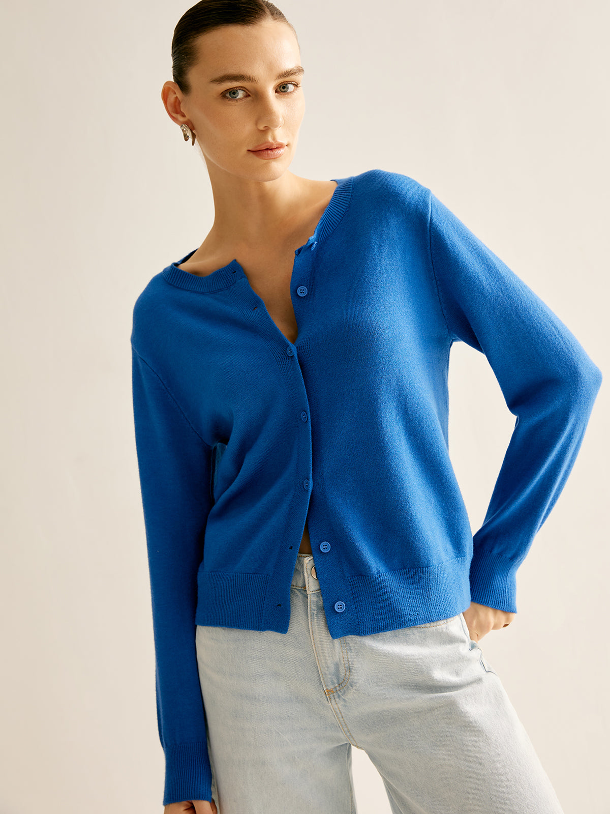 Klassischer Strick Cardigan mit subtiler Eleganz für Damen