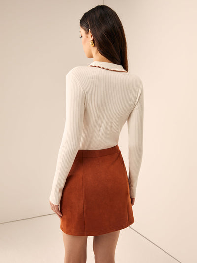 Schickes geripptes Polotop mit zeitlosem Stil für Damen