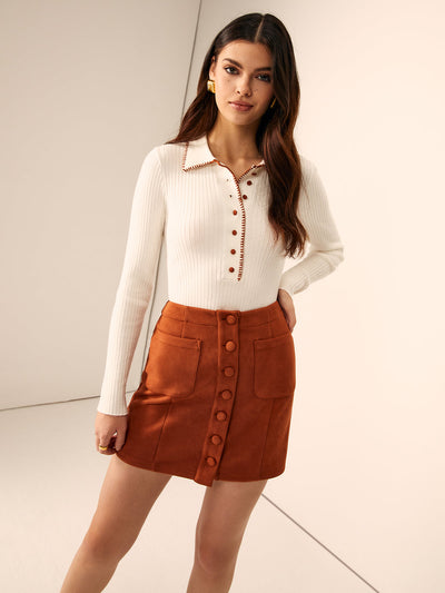 Schickes geripptes Polotop mit zeitlosem Stil für Damen