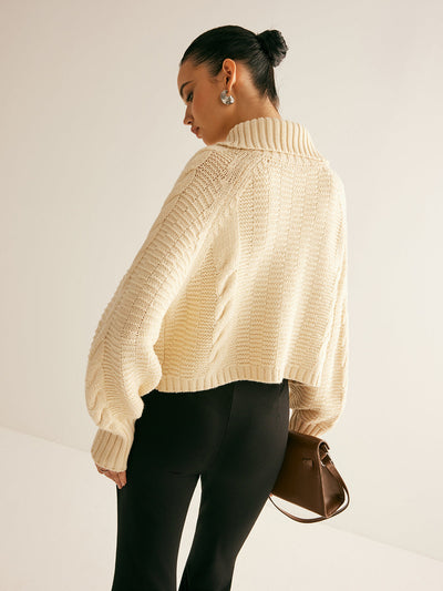 Kuscheliger Strickcardigan mit Rollkragen und modernem Komfort für Damen