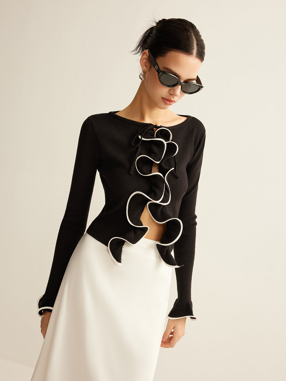 Geripptes Top mit Wellen Details einzigartige Eleganz für Frauen