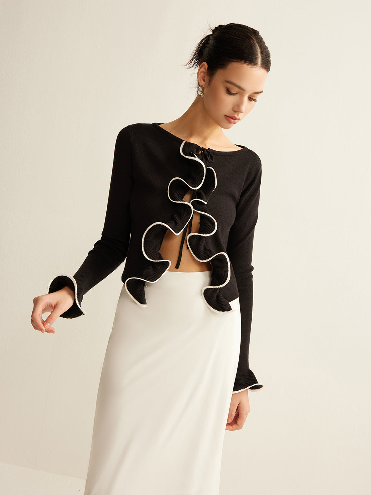 Geripptes Top mit Wellen Details einzigartige Eleganz für Frauen